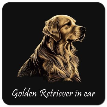 イラスト付 Dog in Car ゴールデンレトリバー Aタイプ カーサイン 車 マグネットステッカー 犬 マグネット 強力 13x13cm 正方形 おしゃれ かわいい ドラレコステッカー 安全対策 危険運転 煽り運転 アニマル 動物 犬種別 屋外 防水 屋内