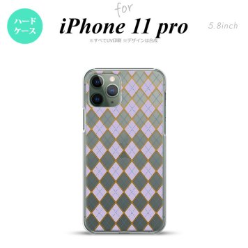 iPhone11Pro iPhone11 Pro スマホケース ハードケース アーガイル クリア 紫 メンズ レディース nk-i11p-1410