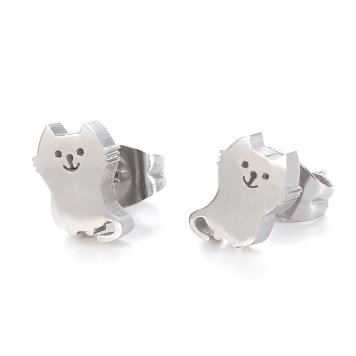 ネコ ピアス A 猫 ピアス 両耳セット価格 キャット イヤリング ステンレス 金属アレルギー対応 送料無料 メール便