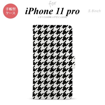iPhone11Pro iPhone11 Pro 手帳型スマホケース カバー 千鳥 格子 大 黒白  nk-004s-i11p-dr928