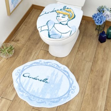 トイレカバー2点セット プリンセスシンデレラ  トイレタリー トイレフタカバー トイレマット 温水洗浄便座用 ディズニープリンセス ウォシュレット トイレカバー キャラクター Disney ディズニー SB-559-D