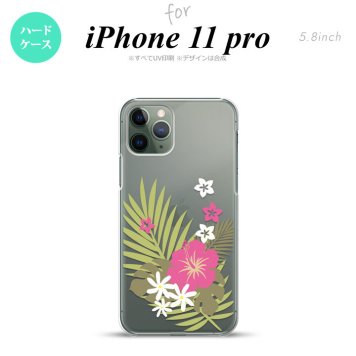 iPhone11Pro iPhone11 Pro スマホケース ハードケース ハイビスカス D クリア ピンク メンズ レディース nk-i11p-1051