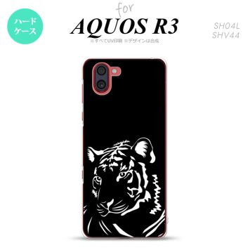 SH-04L SHV44 R3 AQUOS R3 スマホケース カバー 虎 アップ 黒 nk-r3-561