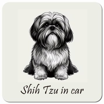 イラスト付 Dog in Car シーズー Bタイプ カーサイン 車 マグネットステッカー 犬 マグネット 強力 13x13cm 正方形 おしゃれ かわいい ドラレコステッカー 安全対策 危険運転 煽り運転 アニマル 動物 犬種別 屋外 防水 屋内