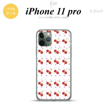 iPhone11Pro iPhone11 Pro スマホケース ソフトケース さくらんぼ チェリー 白 メンズ レディース nk-i11p-tp179