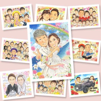結婚式のギフトに、喜んでもらえる似顔絵ギフト。相談しながら作れる、あたたかな似顔絵ギフトです。 ウェルカムボード 似顔絵 贈り物 プレゼント 名入れ ギフト 手描き 結婚式 記念 ブライダル 婚礼 ウェディング 両親 新郎 カップル 新婦 名入れ 下書き確認 修正無料 一生もの 喜ばれる かわいい 親孝行 思い出 ウェディング 一生もの 結婚式 卒寿祝い 感激 家族 カラフル 節目 贈答品