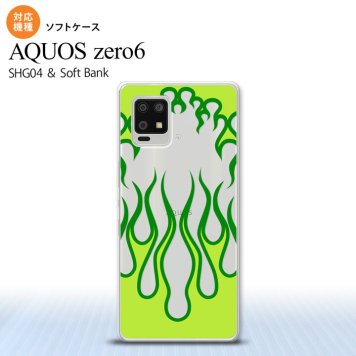 SHG04 SHG04 ZERO6 AQUOS zero6 スマホケース ソフトケース ファイヤー 炎 クリア 緑 メンズ レディース nk-zero6-tp1315