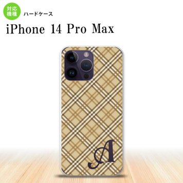 iPhone14 ProMax iPhone14 Pro Max スマホケース 背面ケース ハードケース チェック A ベージュ +アルファベット 2022年 9月発売 nk-i14pm-443i