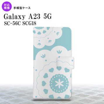 Galaxy A23 GalaxyA23 手帳型スマホケース カバー レース クリア 緑 2022年 10月発売 nk-004s-a23-dr1483