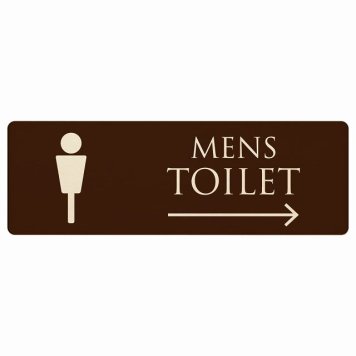 トイレ プレート 木製 MENS ブラウン ナチュラル 右 矢印 長方形 12x4cm 方向案内 進路ドア サインプレート ピクトサイン トイレマーク表示 案内 注意 施設 御手洗 TOILET おしゃれ シンプル 安全対策