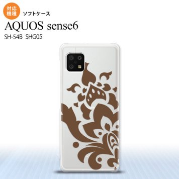 SH-54B SHG05 AQUOS sense6 スマホケース ソフトケース ダマスク C 茶 メンズ レディース nk-sens6-tp1031