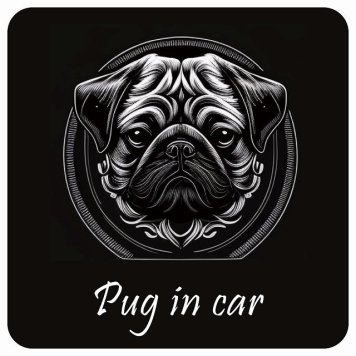 ドッグ カーステッカー イラスト付 Dog in Car パグ B タイプ セーフティサイン 犬種別 正方形 13x13cm シール リア あおり運転対策 Dog Sticker 屋外 屋内 防水 かわいい おしゃれ 安全対策 カーサイン