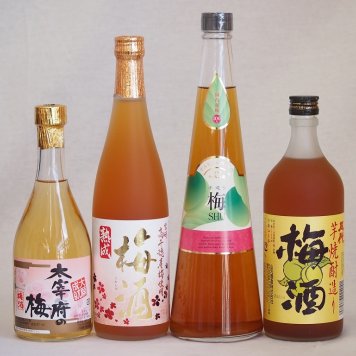 カラフル梅酒4本セット(芋焼酎仕込五代梅酒(鹿児島) 高千穂産梅使用熟成梅酒 手作り梅酒(宮崎県) 大宰府の梅酒(福岡)) 720ml×3本 500ml×1本
