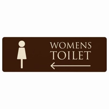 トイレ プレート 木製 WOMENS ブラウン ナチュラル 左 矢印 長方形 18x6cm 方向案内 進路ドア サインプレート ピクトサイン トイレマーク表示 案内 注意 施設 御手洗 TOILET おしゃれ シンプル 安全対策