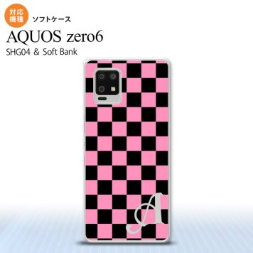 SHG04 SHG04 ZERO6 AQUOS zero6 スマホケース ソフトケース スクエア 黒 ピンク +アルファベット メンズ レディース nk-zero6-tp762i