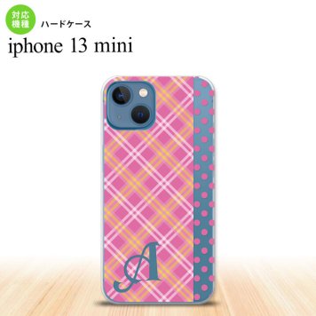 iPhone13mini iPhone13 mini ケース ハードケース タータン ドット ピンク +アルファベット  nk-i13m-1532i