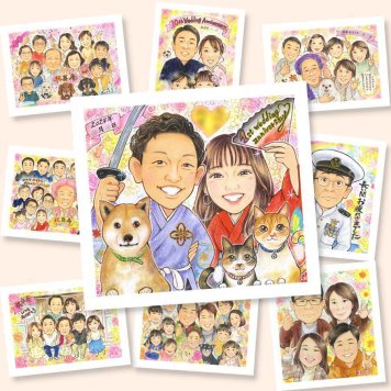 結婚記念日の記念に、見ると笑顔になる似顔絵を贈りませんか。大切なお祝いにも安心してご注文いただけます。 結婚記念日 贈り物 似顔絵 手描き プレゼント 名入れ ギフト 結婚記念日 結婚10周年 記念日 結婚30周年 金婚式 周年記念 家族 両親 夫婦 修正無料 下書き確認 名入れ 実績多数 似てる 一生もの そっくり 記念日 感謝 親孝行 周年 結婚記念日 クリスマス ブライダルギフト 傘寿祝い