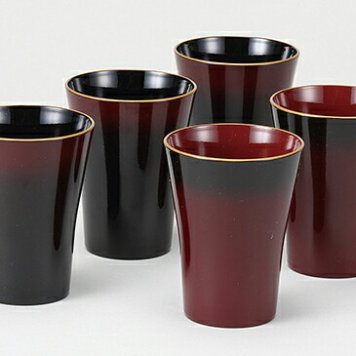 ぼかし塗　フリーカップ　五客揃 インテリア 漆器 盆 カタログギフト 景品 粗品