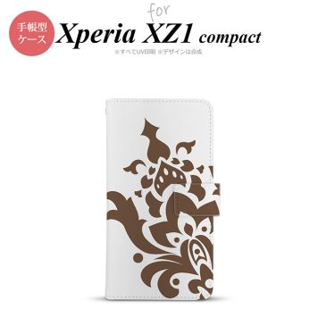 【手帳型 スマホ カバー ケース】【SO02K】【エクスペリア XZ1】手帳型 ケース SO-02K スマホ カバー Xperia XZ1 Compact エクスペリア ダマスク柄大A 茶 nk-004s-so02k-dr1031【メール便送料無料】