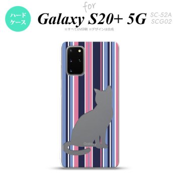 SC-52A SCG02 Galaxy S20+ 5G スマホケース ハードケース 猫 ボーダー A 青ピンク メンズ レディース nk-s20p-965