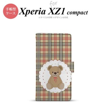 【手帳型 スマホ カバー ケース】【SO02K】【エクスペリア XZ1】手帳型 ケース SO-02K スマホ カバー Xperia XZ1 Compact エクスペリア くま(B) 茶×赤 nk-004s-so02k-dr754【メール便送料無料】