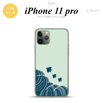 iPhone11Pro iPhone11 Pro スマホケース ソフトケース 波鳥 緑 メンズ レディース nk-i11p-tp1732