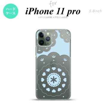 iPhone11Pro iPhone11 Pro スマホケース ハードケース レース クリア 青 メンズ レディース nk-i11p-1485