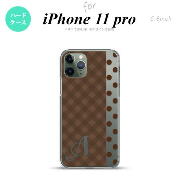 iPhone11Pro iPhone11 Pro スマホケース ハードケース チェック ドット 茶 +アルファベット メンズ レディース nk-i11p-1525i