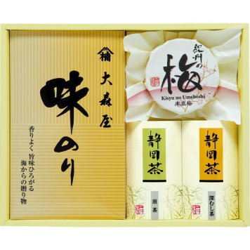 香味彩々 [26-2905-036] NK-25 大森屋 味のり 静岡煎茶 静岡深蒸し茶 紀州南高梅 和食 朝食 ご飯のお供 アソート 詰め合わせ 常温 保存食 お歳暮 お中元 ギフト プレゼント 内祝い お返し 贈り物