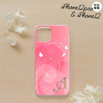 iPhone12/iPhone12pro iPhone12 / iPhone12pro スマホケース ソフトケース バタフライ 蝶 A ピンク +アルファベット メンズ レディース nk-i12-tp202i