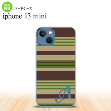 iPhone13mini iPhone13 mini ケース ハードケース ボーダー 緑 +アルファベット  nk-i13m-701i