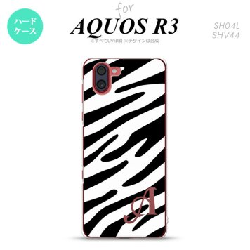 SH-04L SHV44 R3 AQUOS R3 スマホケース カバー ゼブラ 黒 白 +アルファベット nk-r3-121i
