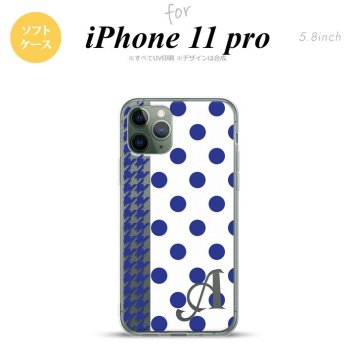 iPhone11Pro iPhone11 Pro スマホケース ソフトケース ドット 千鳥 青 +アルファベット メンズ レディース nk-i11p-tp1512i