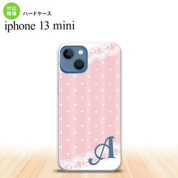iPhone13mini iPhone13 mini ケース ハードケース ドット レース C 薄ピンク +アルファベット  nk-i13m-1618i