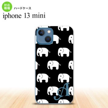 iPhone13mini iPhone13 mini ケース ハードケース ゾウ 黒 +アルファベット  nk-i13m-774i