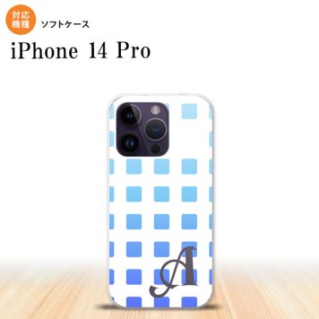 iPhone14 Pro iPhone14 Pro スマホケース 背面ケースソフトケース スクエア ドット 青 +アルファベット 2022年 9月発売 nk-i14p-tp1366i