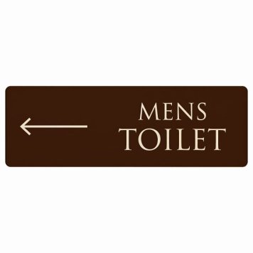 トイレ プレート 木製 MENS 文字タイプ ブラウン ナチュラル 左 矢印 長方形 18x6cm 方向案内 進路ドア サインプレート ピクトサイン トイレマーク表示 案内 注意 施設 御手洗 TOILET おしゃれ シンプル 安全対策
