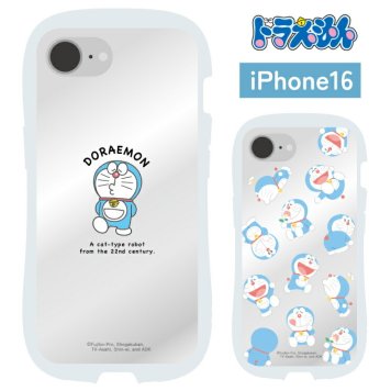ドラえもん iPhone16 ケース クリア 透明 くびれ DORAEMON キャラクター グッズ スマホ カバー エアクッション ハイブリッド 耐衝撃 シェイプフォルム インナーシート付仕様 iPhone 2024 6.1inch ２眼 アイホン アイフォン CrystalClearCae DR-150