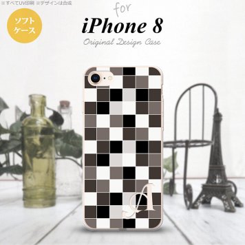 【iPhone8】【スマホケース/スマホカバー】【アイフォン8】iPhone8 スマホケース ケース アイフォン8 イニシャル スクエア グレー nk-ip8-tp1016ini【メール便送料無料】