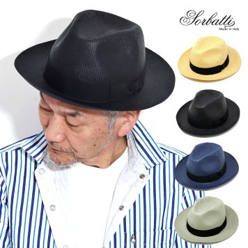 ソルバッティ ハット ストローハット メンズ 中折れハット 大きいサイズ 麦わら帽子 日焼け対策 SORBATTI 帽子 ブラック ネイビー ライトグレー ナチュラル 57cm 59cm 61cm サイズ調整テープ付き 父の日 fedora