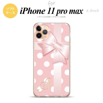iPhone11ProMax iPhone11pro max スマホケース ソフトケース ドット リボン ピンク +アルファベット メンズ レディース nk-i11pm-tp303i