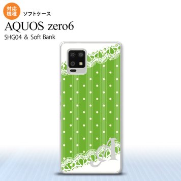 SHG04 SHG04 ZERO6 AQUOS zero6 スマホケース ソフトケース ドット レース C 緑 +アルファベット メンズ レディース nk-zero6-tp1615i
