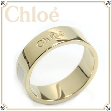 CHLOE/クロエ HOLLY ホリー ロゴ×ライン リング ゴールド×オフホワイト (実寸約11号) 指輪