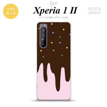 Xperia 1 II 5G スマホケース 背面カバー ストラップホール有り ソフトケース アイス ピンク ストラップホール おしゃれ かわいい かっこいい メンズ レディース nk-xp12-tp347