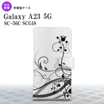 Galaxy A23 GalaxyA23 手帳型スマホケース カバー 草 ボタニカル 黒 2022年 10月発売 nk-004s-a23-dr1628