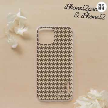 iPhone12/iPhone12pro iPhone12 / iPhone12pro スマホケース ソフトケース 千鳥 格子 小 茶 +アルファベット メンズ レディース nk-i12-tp910i