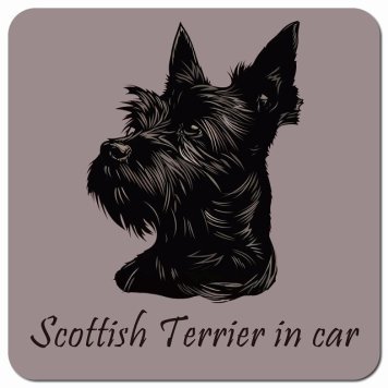 イラスト付 Dog in Car スコティッシュテリア Aタイプ カーサイン 車 マグネットステッカー 犬 マグネット 強力 13x13cm 正方形 おしゃれ かわいい ドラレコステッカー 安全対策 危険運転 煽り運転 アニマル 動物 犬種別 屋外 防水 屋内