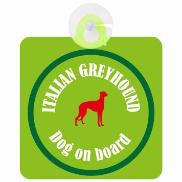 Itallan Greyhound イタリアングレーハウンド ライトグリーン＆グリーン 車 窓ガラス 吸盤タイプ DOG IN CAR かっこいい おしゃれ 犬 シルエット アメ雑風 カラフル ドッグインカー ドッグオンボード 安全対策 セーフティサイン デコ 外出 ドライブ カーサイン 吸盤