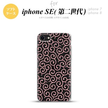 iPhoneSE 2 第二世代 iPhone8&iPhone7 共用 スマホケース 背面カバー ソフトケース 唐草 クリア ピンク おしゃれ かわいい かっこいい メンズ レディース nk-ise2-tp1125