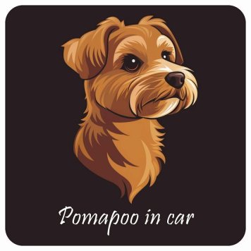 ドッグ カーステッカー イラスト付 Dog in Car ポメプー Bタイプ セーフティサイン 犬種別 正方形 13x13cm シール リア あおり運転対策 Dog Sticker 屋外 屋内 防水 かわいい おしゃれ 安全対策 カーサイン